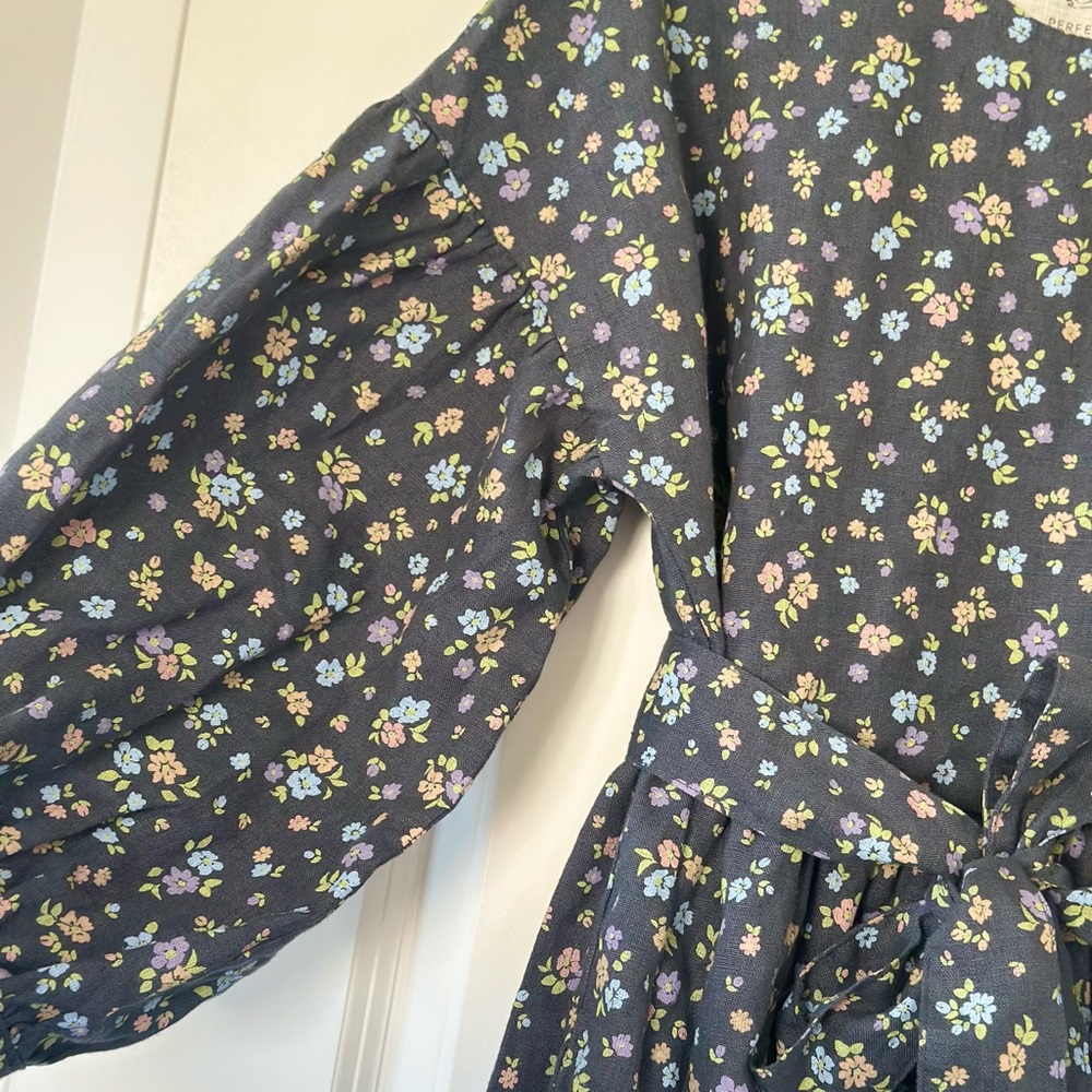 NEW notPERFECTLINEN Montmartre Navy Floral Maxi Dress with Puff Sleeves - Picture 2 of 4